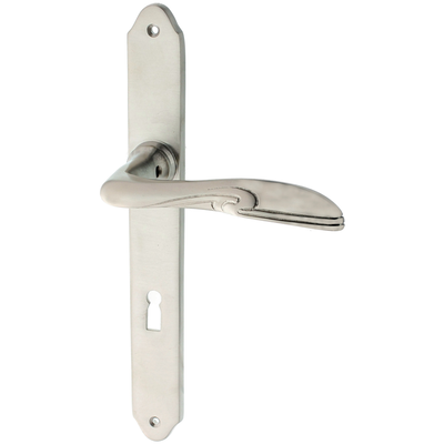 Zimmertürbeschlag aus Messing vernickelt, matt gebürstet silber elegantes Design
