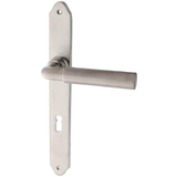 Zimmertürbeschlag aus Messing vernickelt, matt gebürstet silber schlichtes Design