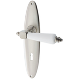 Türbeschlag silber aus Messing vernickelt, matt gebürstet ergonomische Form