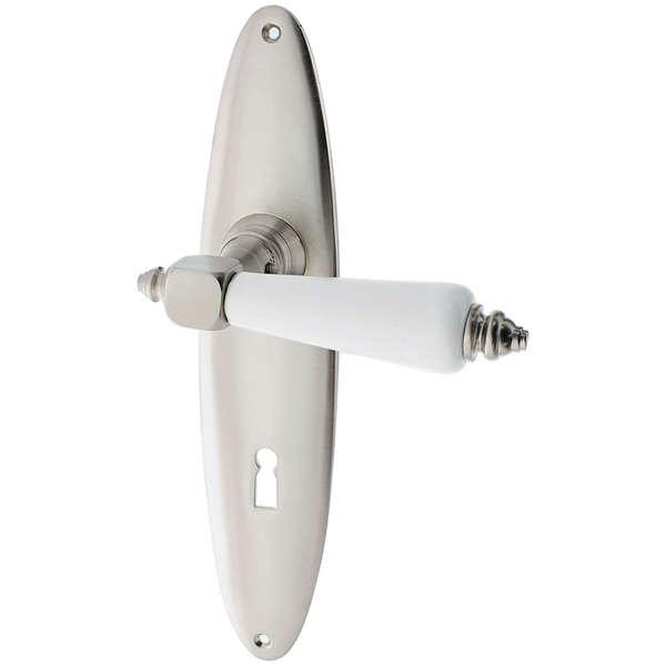 Türbeschlag silber aus Messing vernickelt, matt gebürstet ergonomische Form