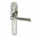 Zimmertürbeschlag Jugendstil vernickelt, matt gebürstet klassische Form mittelgroß,klein,klein
