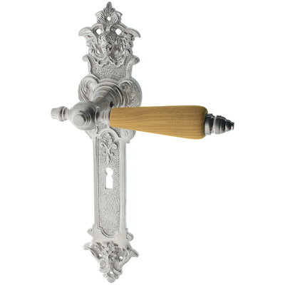 Messing Türbeschlag vernickelt, matt gebürstet elegantes Design silber