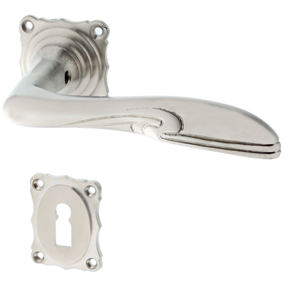 Zimmertürbeschlag Jugendstil vernickelt, matt gebürstet | zeitloses Design in silber