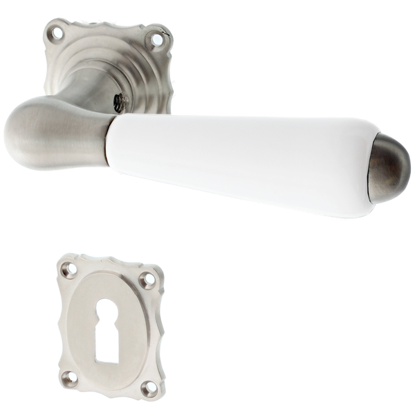 Zimmertürbeschlag aus Messing - außergewöhnliche Form - silber