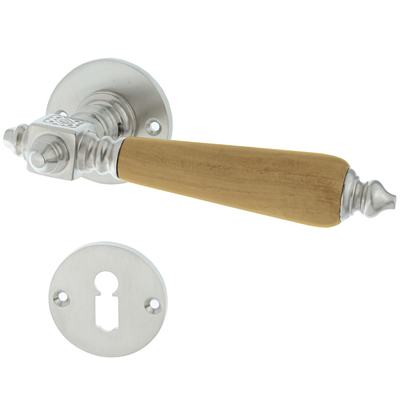 Zimmertürbeschlag vernickelt, matt gebürstet aus Messing silber matt klassische Form
