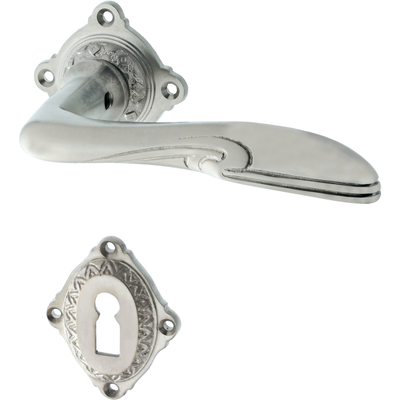 Zimmertürbeschlag vernickelt, matt gebürstet aus Messing silber elegantes Design