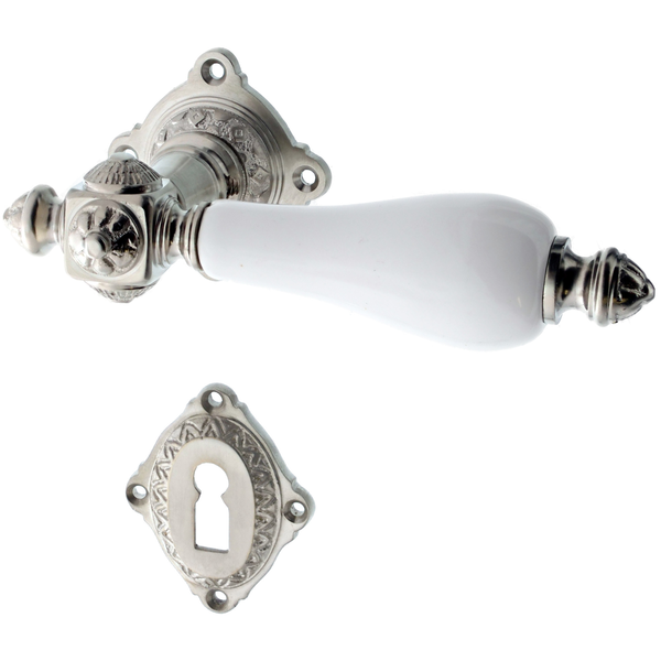 Zimmertürbeschlag aus Messing - Jugendstil - markante Form | silber