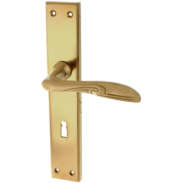 Jugendstil Zimmertürbeschlag aus Messing - elegantes Design - matt gold