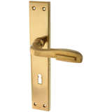 Jugendstil Zimmertürbeschlag aus Messing - außergewöhnliche Form - matt gold