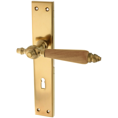Zimmertürbeschlag patiniert | typische Form in matt gold