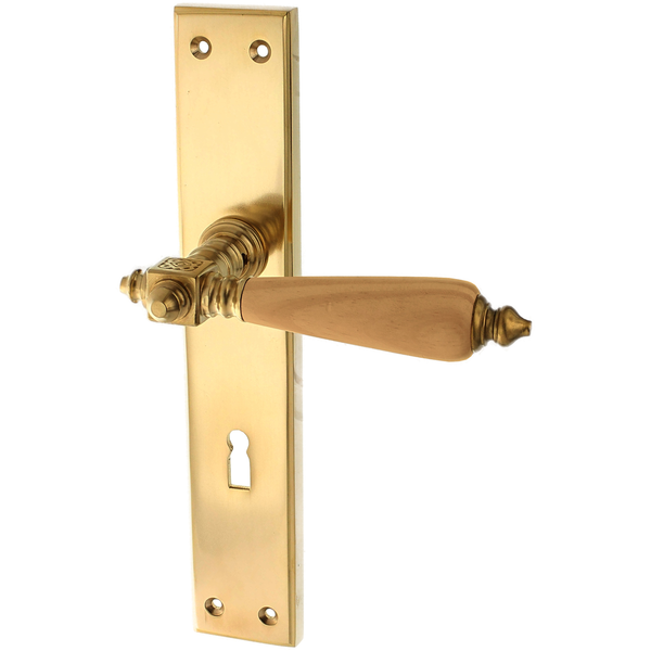 Zimmertürbeschlag patiniert aus Messing matt gold rustikale Form