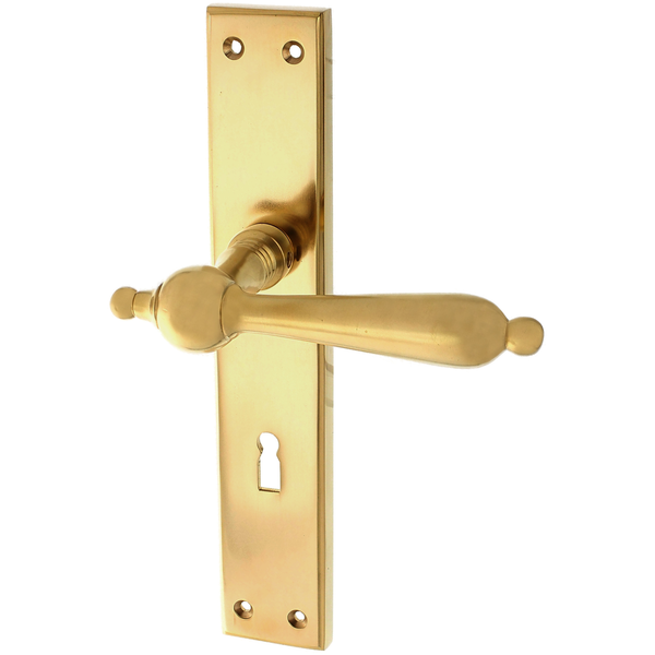 Zimmertürbeschlag aus Messing patiniert matt gold rechteckige Form