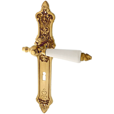 Zimmertürbeschlag patiniert aus Messing matt gold elegantes Design