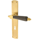 Zimmertürbeschlag aus Messing patiniert matt gold schlanke Form
