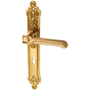 Türbeschlag aus Messing patiniert, matt gold, verziertes Muster