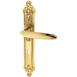 Messing Zimmertürbeschlag patiniert in matt gold - Gründerzeit