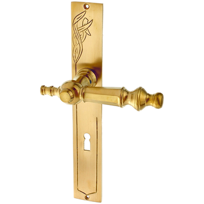 Türbeschlag matt gold aus Messing patiniert schlanke Form