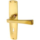 Zimmertürbeschlag aus Messing - Jugendstil - rustikale Form | matt gold