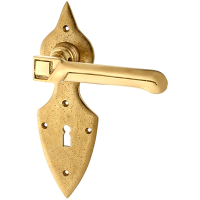 Biedermeier Zimmertürbeschlag aus Messing - verziertes Muster - matt gold
