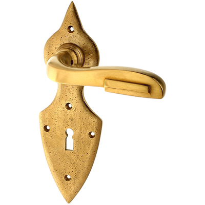 Türbeschlag aus Messing patiniert, matt gold, geschwungene Form