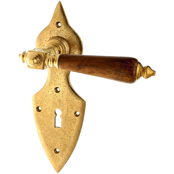 Alpenländisch Zimmertürbeschlag aus Messing - geschwungene Form - matt gold