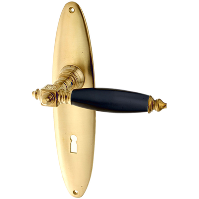 Zimmertürbeschlag aus Messing - Art Deco - ergonomische Form | matt gold