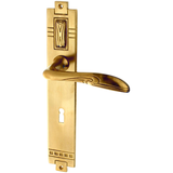 Zimmertürbeschlag aus Messing Jugendstil verziertes Muster mittelgroß