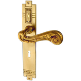Jugendstil Zimmertürbeschlag aus Messing - gradlinige Form