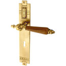 Zimmertürbeschlag Jugendstil patiniert außergewöhnliche Form mittelgroß