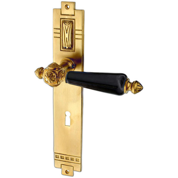 Türbeschlag aus Messing Jugendstil elegantes Design matt gold