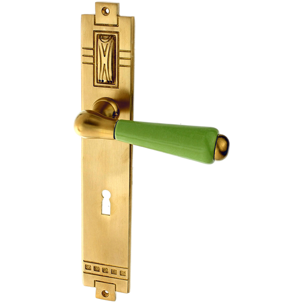 Zimmertürbeschlag aus Messing - Jugendstil - gradlinige Form