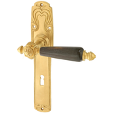Zimmertürbeschlag patiniert aus Messing matt gold konische Form