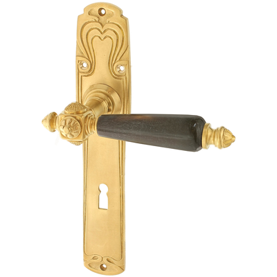 Zimmertürbeschlag patiniert aus Messing matt gold konische Form