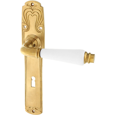 Jugendstil Zimmertürbeschlag aus Messing - typische Form - matt gold