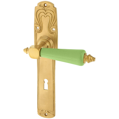 Zimmertürbeschlag aus Messing patiniert matt gold konische Form