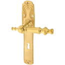 Messing Zimmertürbeschlag patiniert in matt gold Jugendstil