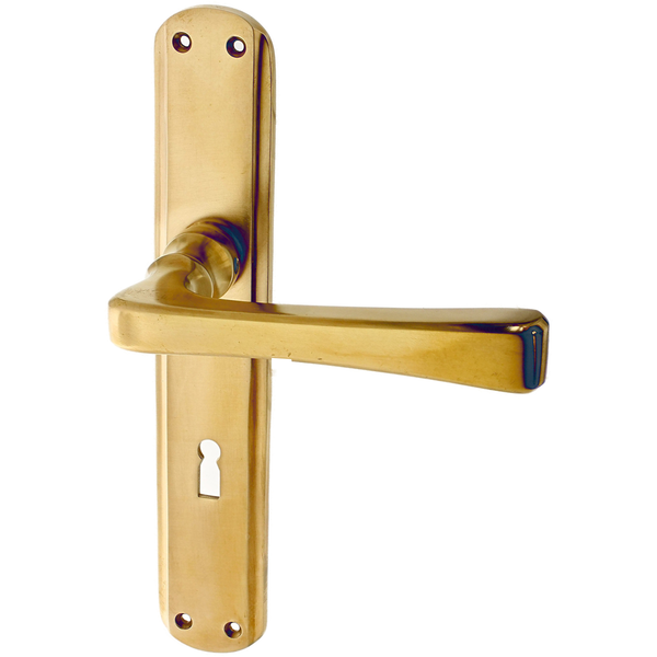 Messing Türbeschlag patiniert schlanke Form matt gold