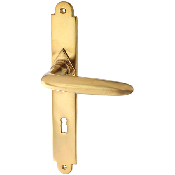 Zimmertürbeschlag aus Messing patiniert matt gold gerade Form