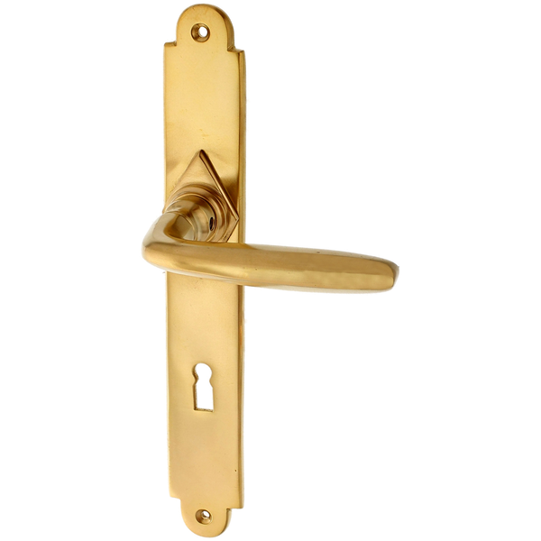 Zimmertürbeschlag patiniert aus Messing matt gold typische Form