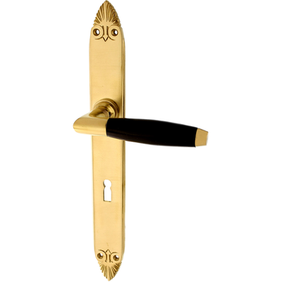 Zimmertürgarnitur Langer Hirschpohl in Messing, patiniert