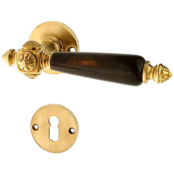 Türbeschlag aus Messing patiniert, matt gold, verziertes Muster