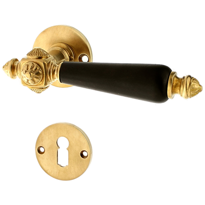 Patinierter Zimmertürbeschlag Messing Zimmertürbeschlag patiniert aus Messing matt gold rustikale Form