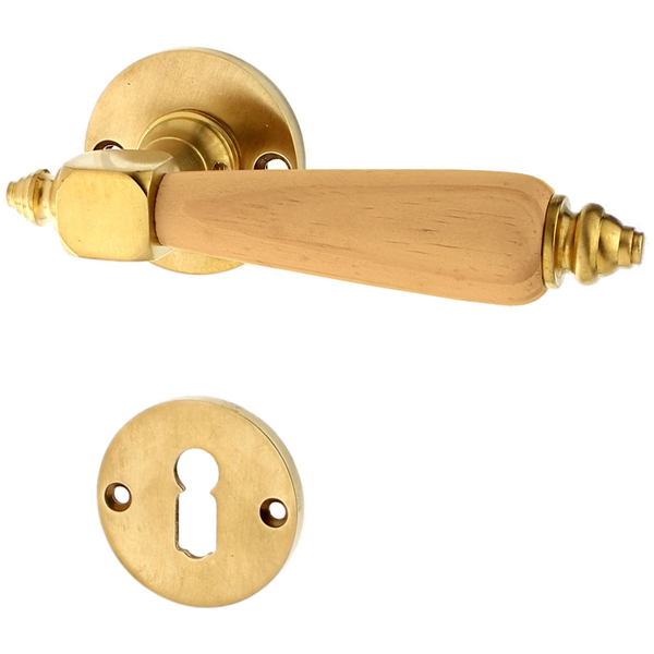 Zimmertürbeschlag patiniert aus Messing matt gold typische Form