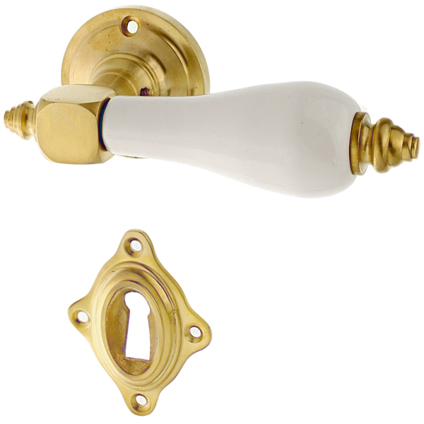 Türbeschlag aus Messing patiniert, matt gold, runde Form