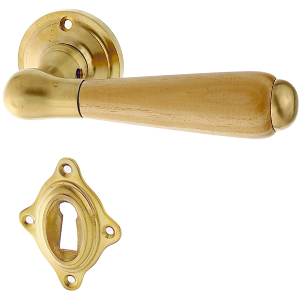 Türbeschlag aus Messing patiniert, matt gold, typische Form