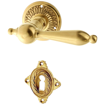 Gründerzeit Zimmertürbeschlag aus Messing typische Form matt gold