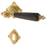 Zimmertürbeschlag aus Messing patiniert matt gold konische Form