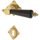 Türbeschlag aus Messing patiniert, matt gold, rautenförmiges Design