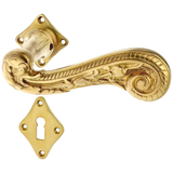 Jugendstil Zimmertürbeschlag aus Messing - geschwungene Form - matt gold