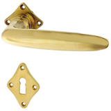 Jugendstil Zimmertürbeschlag aus Messing - schlanke Form - matt gold